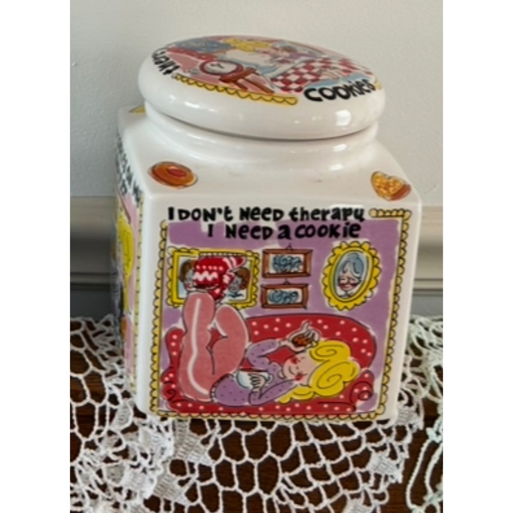 Vintage Blond Amsterdam Even Bijkletsen Ceramic Cookie Jar Canister